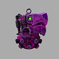 Futuristic Purple Mechanical Weapon Featuring Green Eye And Metal Spring Design Parts