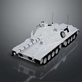 White Tank 3D Model With Turret Antennas And Tracked Chassis Design