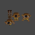 Scary Brown Cartoon Bear Game Characters With Black Top Hats And Large Teeth
