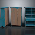 Vintage Blue Furniture with Various Designs Including Cabinets Bookshelf and Drawer