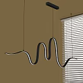Modern Curved Wave Design Pendant Light in Interior With Window Blinds 3d model