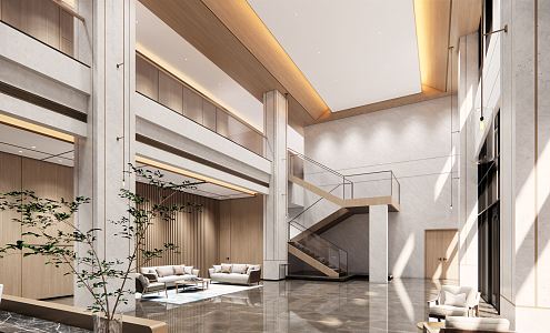 Modern Hall Hotel Lobby 3d model