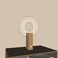 Modern Minimalist Table Lamp With Transparent Circular Shade And Wooden Base On Wooden Table