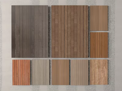 Different Types of Wooden Flooring Samples with Various Colors and Natural Textures 3d model