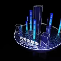 Modern Logo Display Photo Check in Spot With Blue Pillars And Theme Text