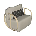 Single Sofa Leisure Chair Sofa Chair Reading Sofa Pillow 3d model