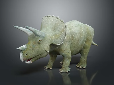 Triceratops Dinosaur Model Featuring Detailed Green Skin Horns And Frill 3d model