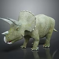 Triceratops Dinosaur Model Featuring Detailed Green Skin Horns And Frill