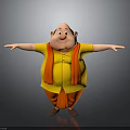 Friendly Cartoon Character Design With Yellow Top Red Scarf And Outstretched Arms