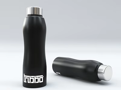 Stylish Black Water Bottle With Silver Lid And Trobo Brand Modern Design 3d model