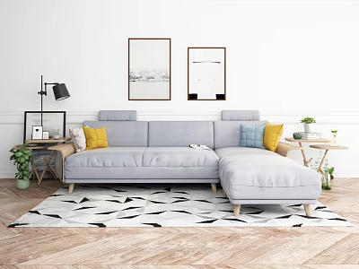 Nordic Corner Sofa Combination 3d model