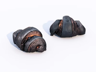 Shiny Black Chocolate Croissants With Layered Flaky Texture And Rich Look 3d model