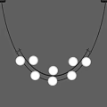 Modern Contemporary Pendant Light With Curved Black Frame And Spherical Glass Bulbs