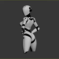 Silver Metallic Robot 3D Model Standing With Hands On Hips And Shiny Surface