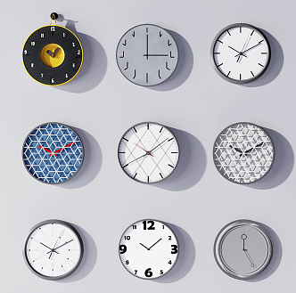 Round Clock Nordic Clock 3d model