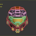 Sci Fi Gray Helmet With Red Accents And Yellow Transparent Visor 3d model