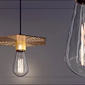 Modern Woven Pendant Light with Clear Bulb and Filament Design