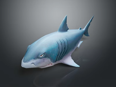 Realistic Shark 3D Model With Blue Gray Color Fins And Detailed Texture On Dark Background 3d model