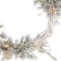 Silver Christmas Wreath With Decorative Balls Warm Lights And Pine Branches