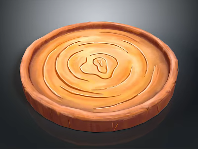 Round Wooden Tray With Intricate Spiral Patterns For Home Decorative Use 3d model