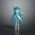 Kids Anime Character Doll With Blue Purple Hair And Flowy Costume For Playtime Fun