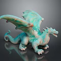 Game And Movie Fantasy Dragon Character With Turquoise Spread Wings Detailed Scales Sharp Claws