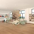 Modern micro exhibition hall scroll lotus display rack 3d model
