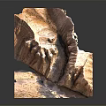 Natural Rugged Canyon Formation With Reddish Brown Layered Rock Cliffs And Erosion Gullies