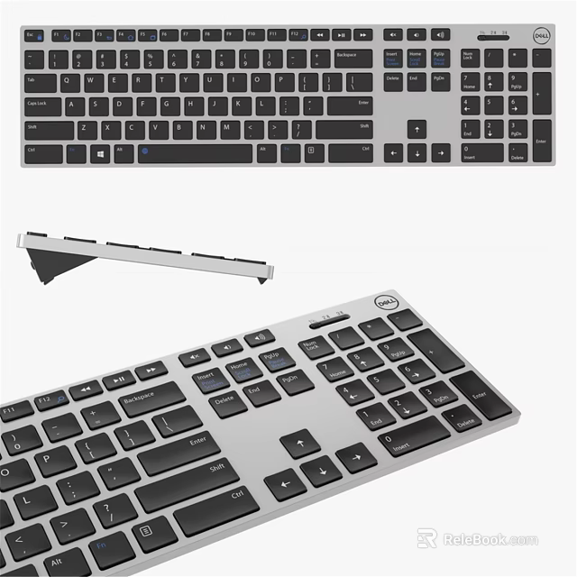 Modern Computer Keyboard With Ergonomic Stand Aluminum Frame And Black Keys 3d model 