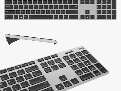 Modern Computer Keyboard With Ergonomic Stand Aluminum Frame And Black Keys 3d model