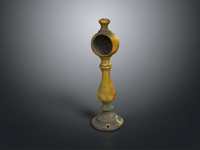 Antique Golden Brass Candlestick Featuring Round Top And Ornate Base Design 3d model