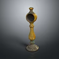 Antique Golden Brass Candlestick Featuring Round Top And Ornate Base Design