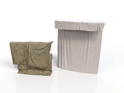 Household Living Supplies Including Foldable Green Canvas Bag And Beige Cloth Covered Cabinet 3d model