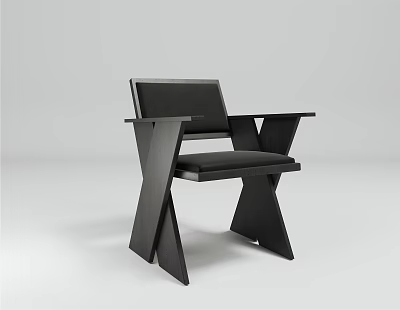 Black Modern Accent Chair with Sleek Cross Legs Design for Contemporary Living Room 3d model