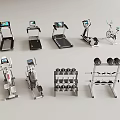 Public Fitness Facilities With Treadmills Elliptical Machines Stationary Bikes Dumbbell Racks And Barbell Sets
