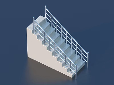 Elegant Contemporary Metal Stair Railings Featuring White Stair Steps And Staircase Structure 3d model