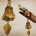 Wind chime copper bell set beast ancient building components 3d model