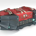 Red And Black Sci Fi Mechanical Device With Green Luminous Accents And Armored Structure 3d model