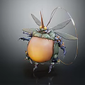 Game Movie Insectoid Character With Yellow Body Green Exoskeleton Wings And Transparent Ring