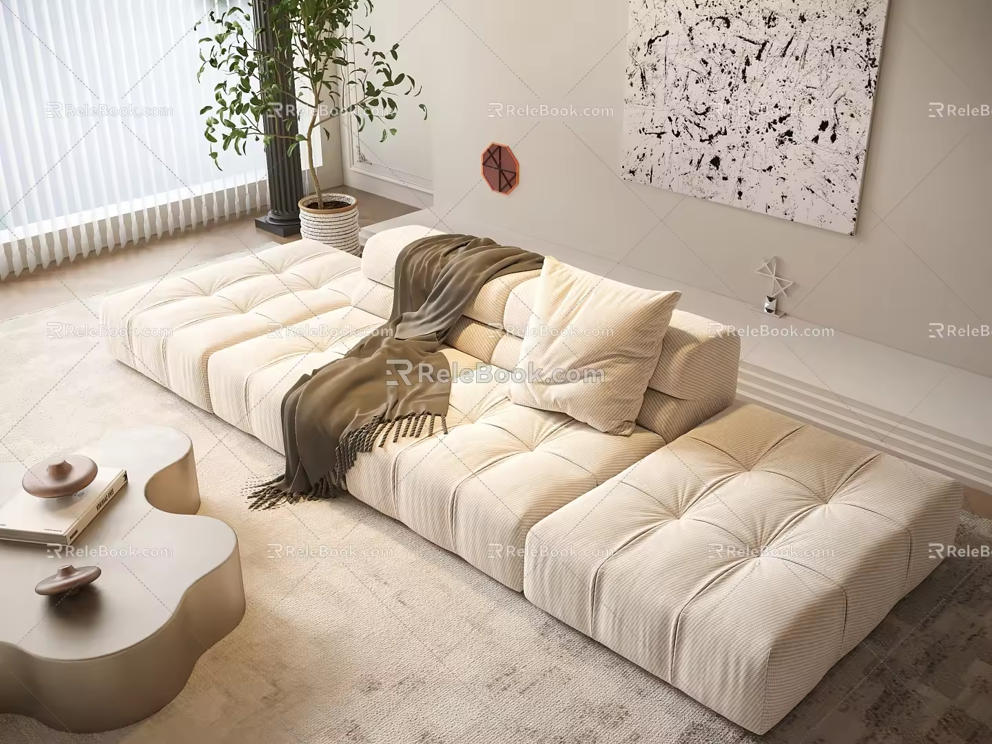 Two-sided Sofa Modern Sofa Minimalist Sofa One-line Sofa Straight-line Sofa 3d model