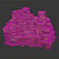 Stacked Red Brick Structure With Green Moss And Natural Textured Appearance