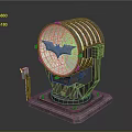 Batman Themed Car Accessory With Circular Metal Design Vertical Strips And Stand