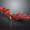 3D Rendered Red Dragon With Spread Wings And Sharp Spikes On Dark Background