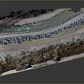 Geological Layered Formation Model Showcasing Rock Strata Soil And Natural Vegetation