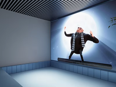 Modern Home Theater Interior With Large Projection Screen And Comfortable Seating Setup 3d model