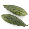 Fresh Green Bitter Melon Vegetables With Bumpy Texture On White Background