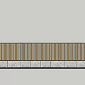 Modern Feature Wall Design With Brown White Stripes And Gray Stone Base 3d model