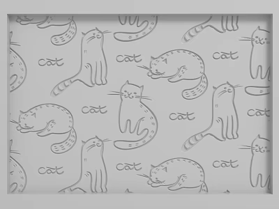 Hand Drawn Line Cat Pattern Background Wall With Repeated Cat Text 3d model