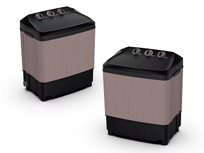 Two Modern Gray Washing Machines With Top Control Knobs And Stylish Design 3d model