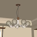 Modern Chandelier With Spherical Glass Globes And Metal Frame For Ceiling Decor